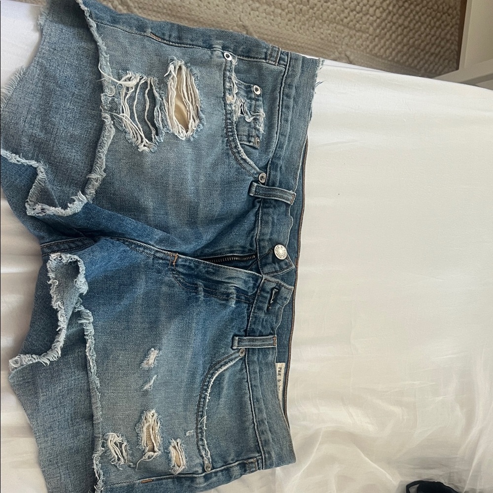 rag & bone Distressed Blue Denim Shorts